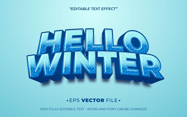 Hello Winter 3D tekst effect bewerkbare vector realistisch