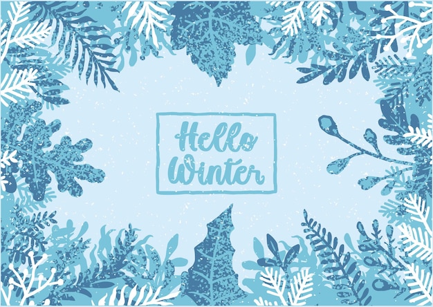 Vector hello winter background, vector illustration