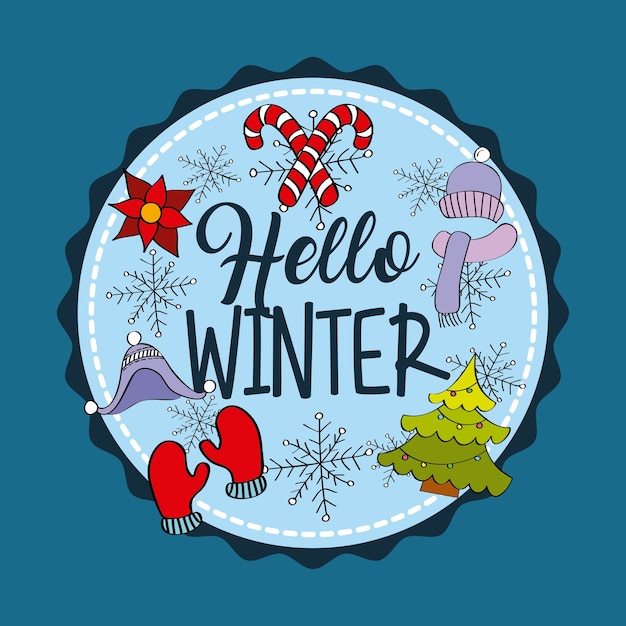 Vector hello winter badge