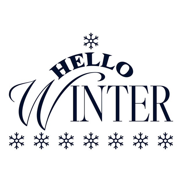 Vector hello winter design banner typography