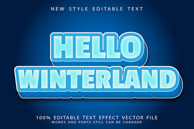 Hello winter editable text effect emboss modern style