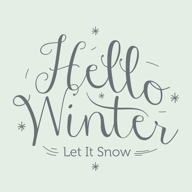 Vector hello winter let it snow handlettering inscription