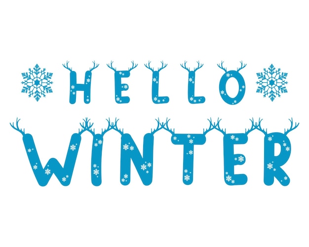 Hello winter lettering vector illustration