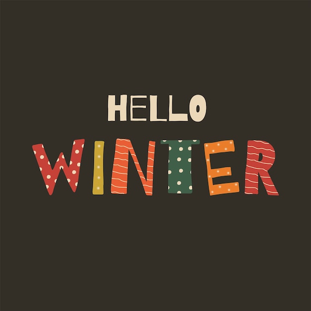 Hello winter lettering vector