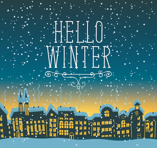 Vector hello winter poster