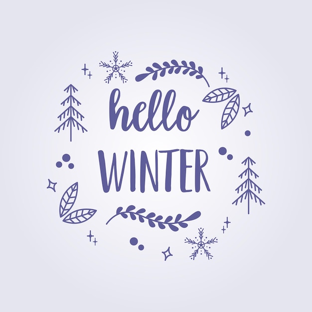 hello winter typography style illustration vector template background design