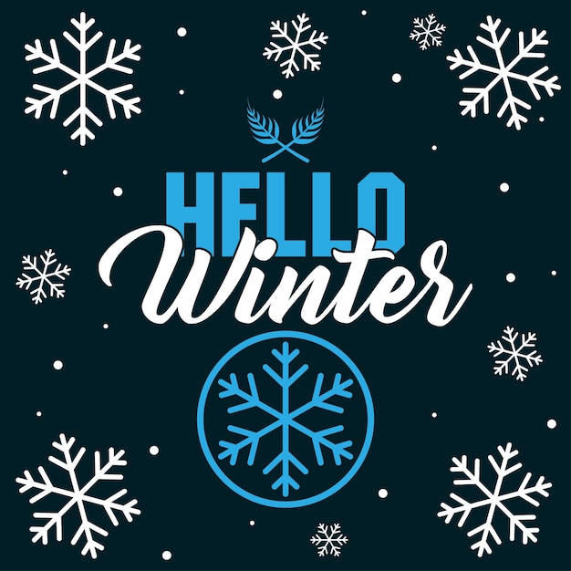 Premium Vector | Hello winter with snowflake