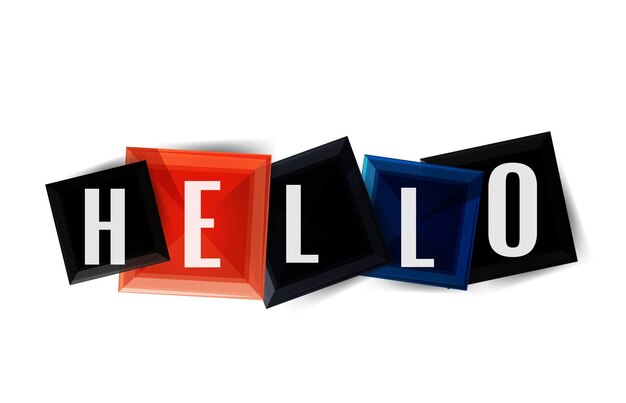 Hello word button banner or squares