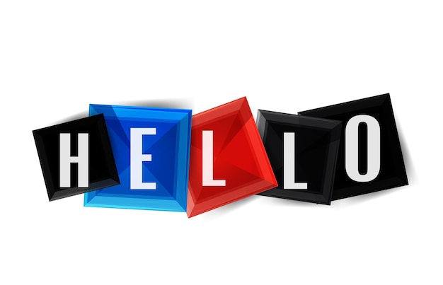 Vector hello word button banner or squares