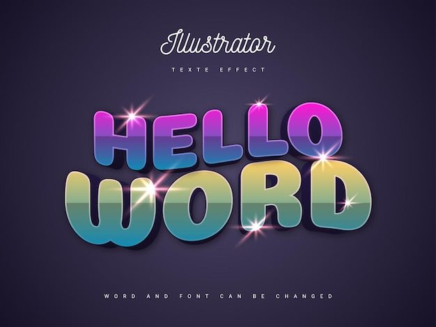 Hello word - illustrator editable 3d text effect template design