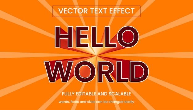 Vector hello world editable text effect modern