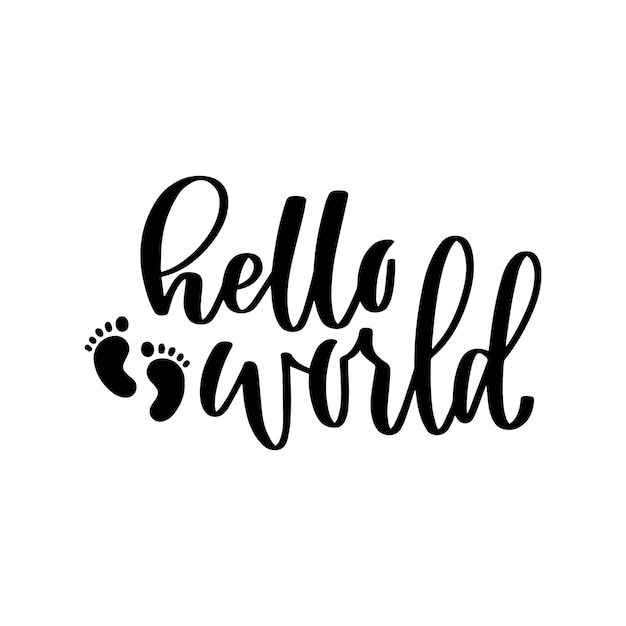 Premium Vector | Hello world lettering design image.