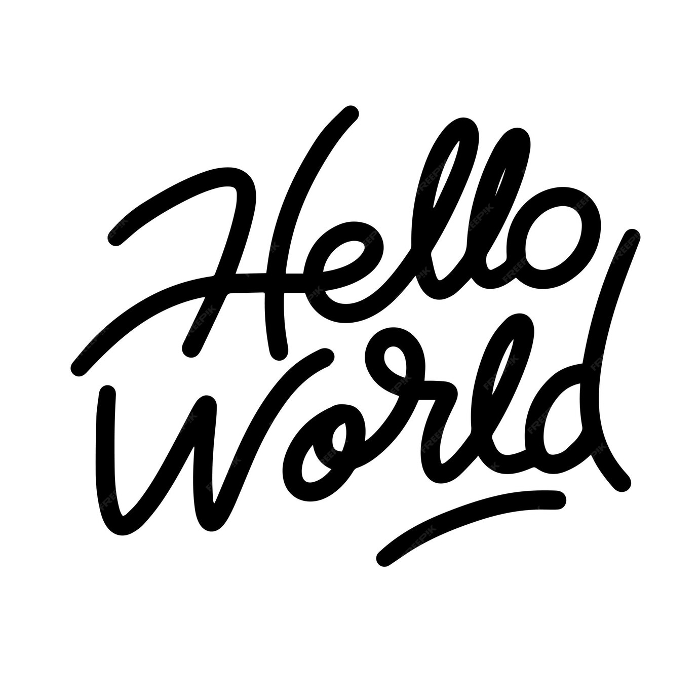 Premium Vector | Hello World text banner on transparent background Hand ...