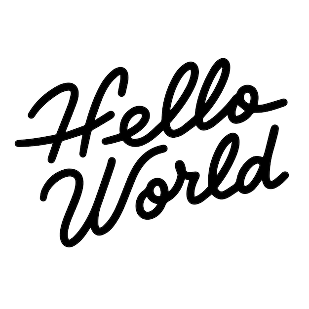 Hello World text banner on transparent background Hand drawn vector art