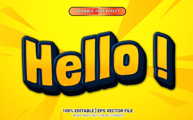 Hello yellow 3d editable text effect template design