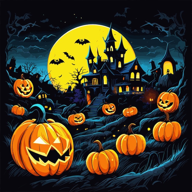 Helloween spooky vector illustration solid colors white background clipart