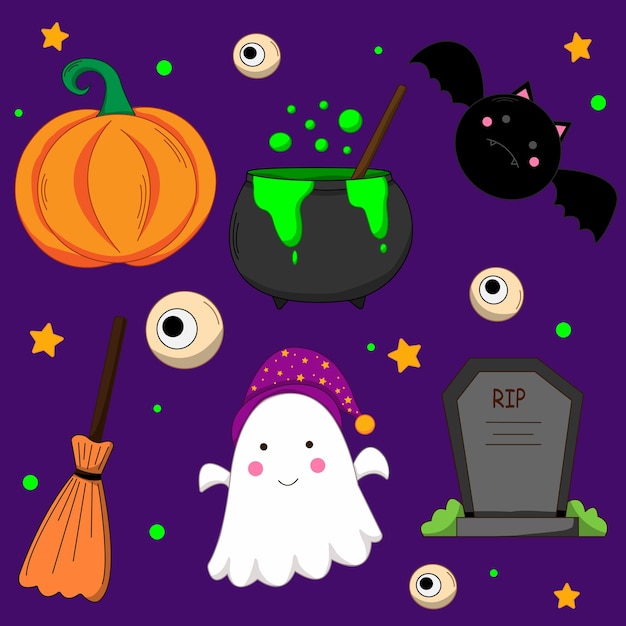 hellowen set vector ilustration