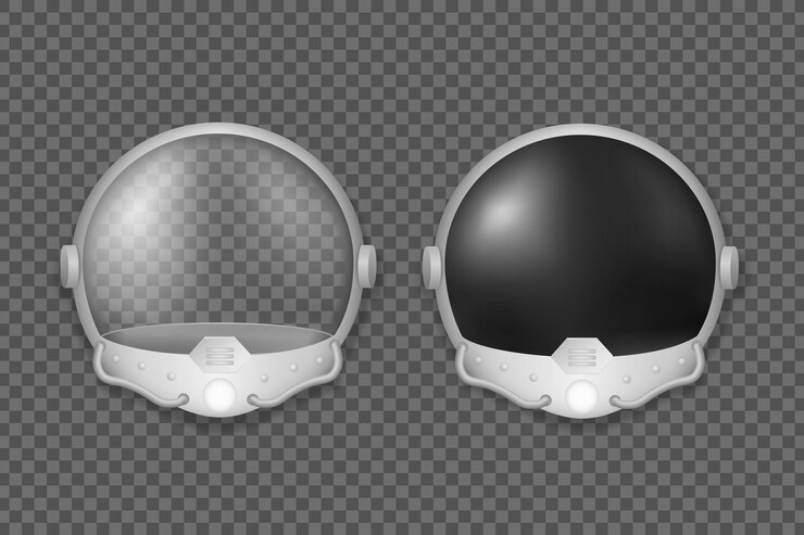 Vector helmet of astronaut and fighter pilot safety mask with black and transparent glas