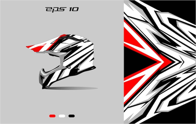 Helmet decal wrap designs vector Livery helmet motorcycle white and red