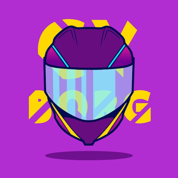 Helmet full face cyberpunk style cartoon character illustration