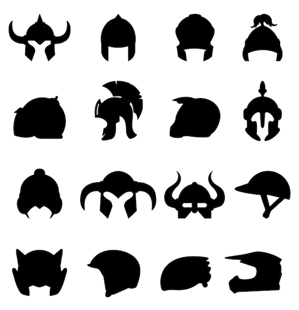 Helmet icon isolated Vectors Silhouettes