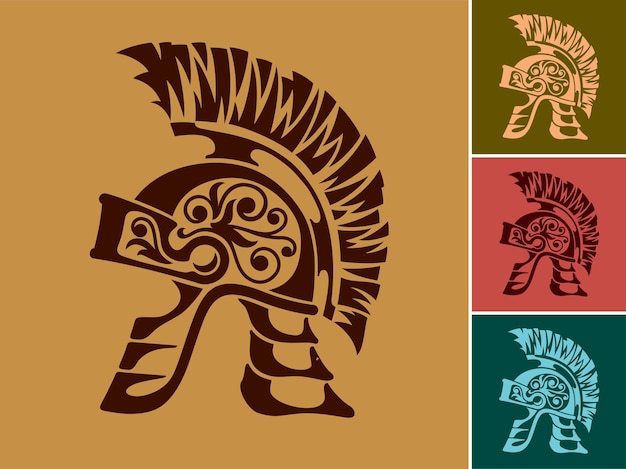 Шаблон дизайна логотипа значка шлема плоский стиль варианты цвета стилизованная идея бизнес-логотипа векторная иллюстрация