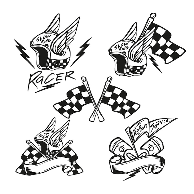 Vector helmet illustration vector elements with racing vintage retro style