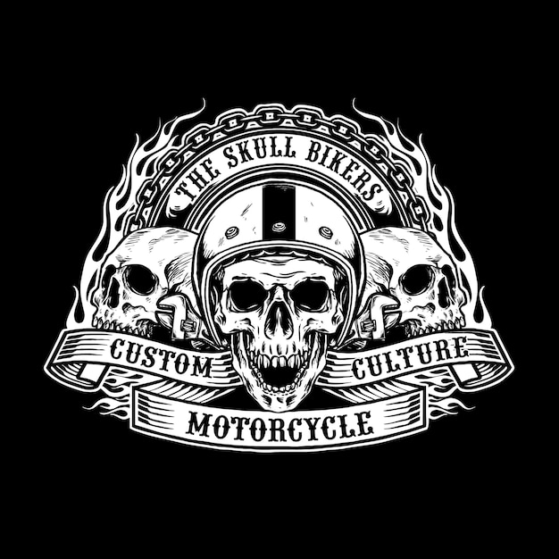 Vector helmet skulls biker   design