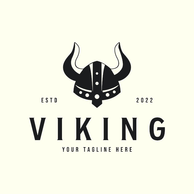 Helmet viking vintage style logo vector template illustration design