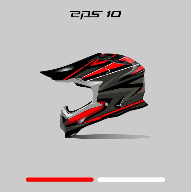Vettore colore del design avvolgente del casco tema 3d grigio rosso