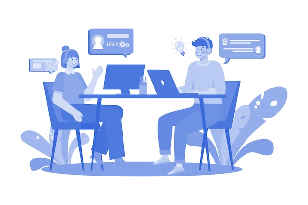 Help desk illustration concept on a white background