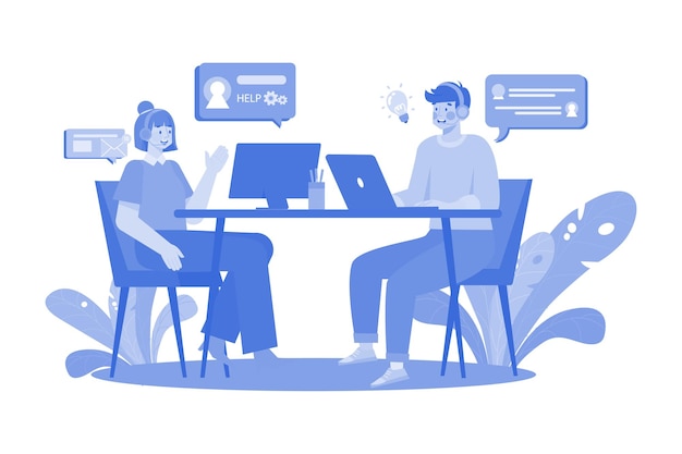 Vector help desk illustration concept on a white background