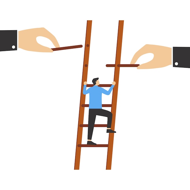 Vector help each other climb the obstacles to reach the goal vector illustration design