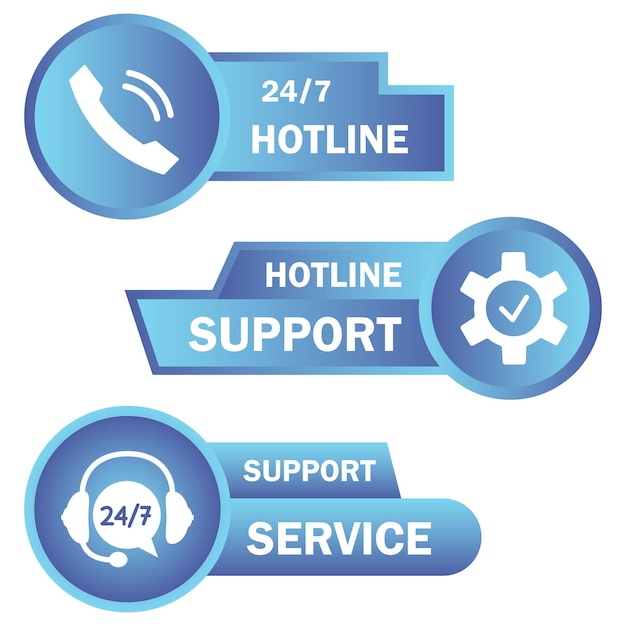 Help en ondersteuning hotline knoppen. online technische ondersteuning. concept illustratie voor hulp, callcenter, virtuele helpservice. concept van overleg. online assistent. vector