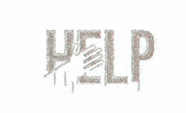 Help Kalligrafische Particle art Tekst banner poster vector illustratie Design.