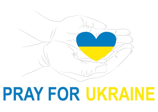 Help Oekraïne Handen Oekraïense nationale kleuren Antiwar creatief concept belettering