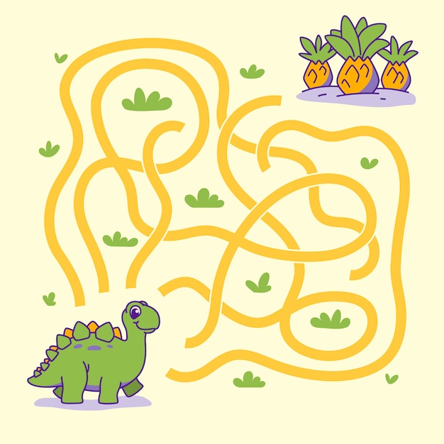 Help schattige dino het juiste pad te vinden om te planten. labyrint. doolhofspel voor kinderen. illustratie