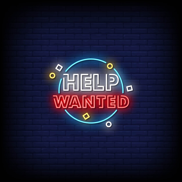 Help Wanted Neon Signs Style Text 