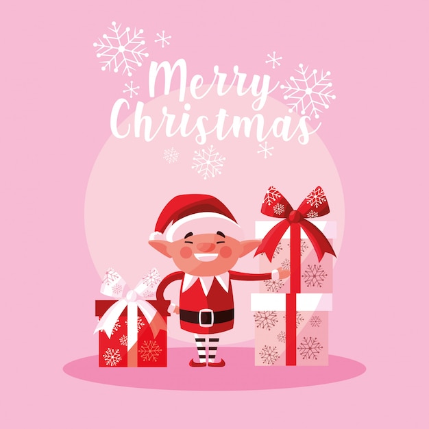 Vector helper santa claus for xmas with gift boxes