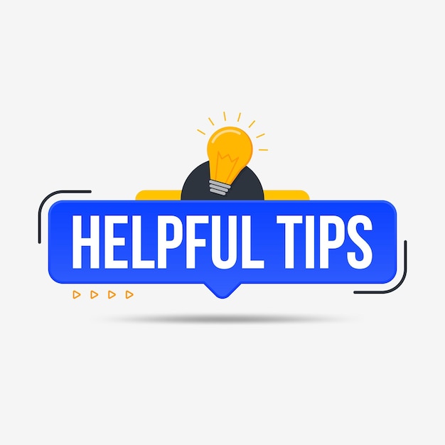 Vector helpful tips label design with light bulb icon vector