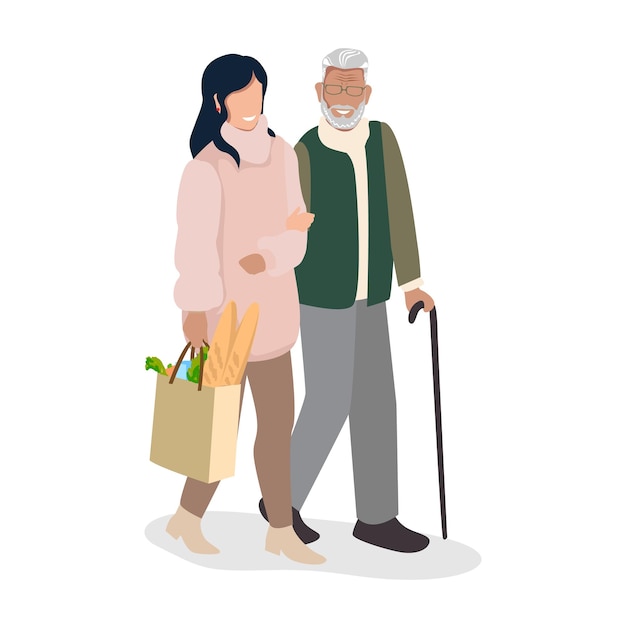 Premium Vector | Helping the elderly