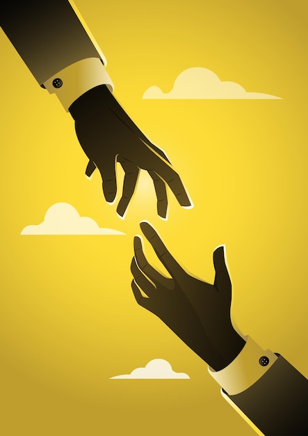 Helping hand in business vector illustration