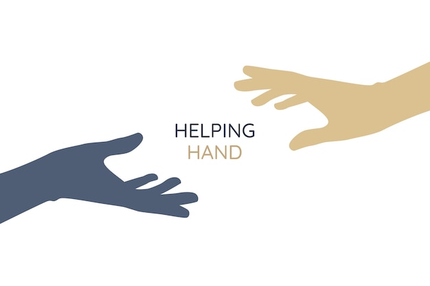 Vector helping hand concept gesture sign of help and hope two hands taking each other