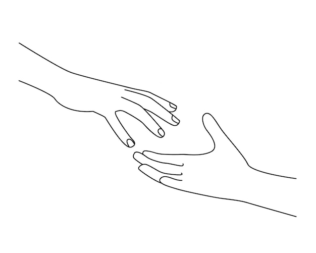 Helping hand line art illustration