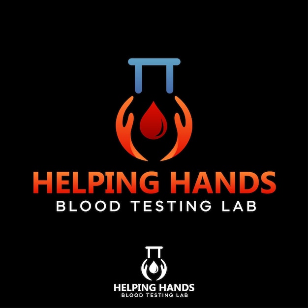 Helping hands blood testing logo design