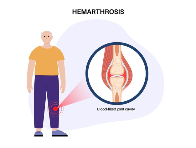 Vector hemarthrosis in the synovial joint