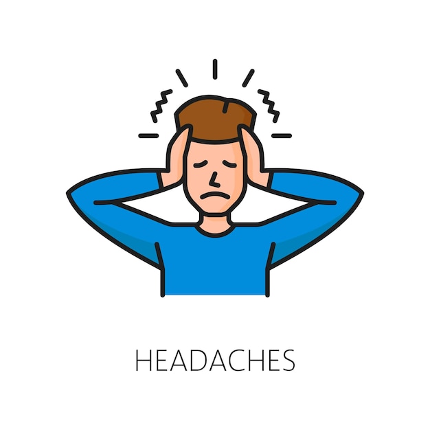 Vector hematology anemia headaches color line icon