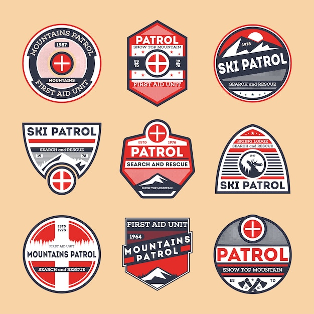 Hemelpatrouille geïsoleerde badge set