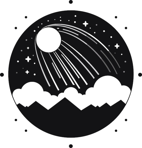 Vector hemelse verschijnselen vector art mountainous meteor shower en maan