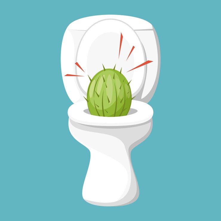 Vector hemorrhoids medical concept the problem of going to the toilet